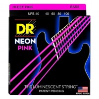 DR STRING NPB-40 | Cuerdas para Bajo Electrico Neon Rosa Calibres 40-100